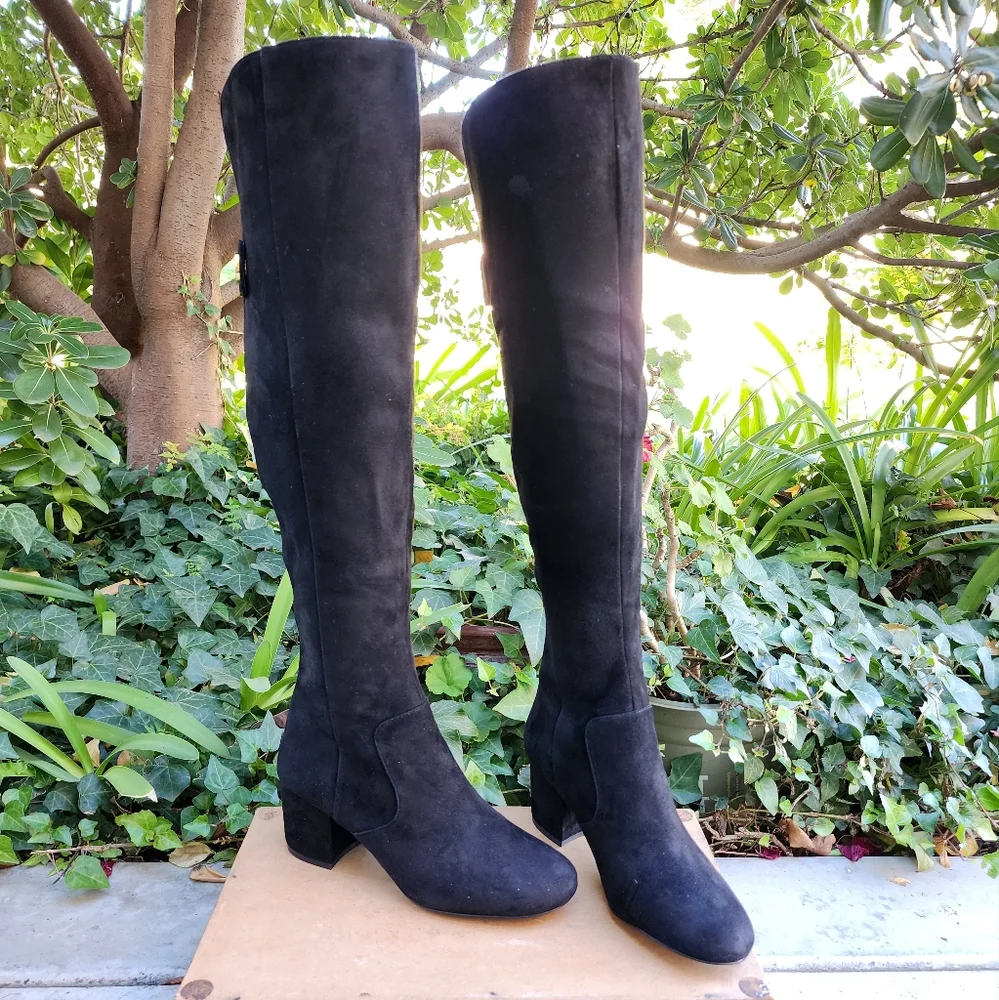 Chic Nine West Black Soft Suede OTK Boots
